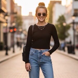 Bozzolo Ribbed Long Sleeve Crop Top